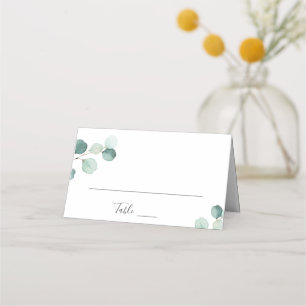 Carte De Placement Simple Élégant Eucalyptus Vert Mariage rustique