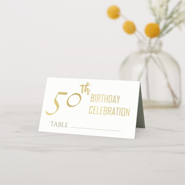 CARTE DE PLACEMENT SIMPLE ÉLÉGANT GOLD GRAY TYPOGRAPHIE 50 ANNIVERSAI (Devant)