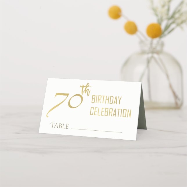 CARTE DE PLACEMENT SIMPLE ÉLÉGANT GOLD GRAY TYPOGRAPHIE 70 ANNIVERSAI (Devant)