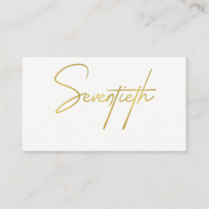 CARTE DE PLACEMENT SIMPLE ÉLÉGANT OR BLANC TYPOGRAPHIE 70 ANNIVERSAIR