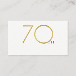 CARTE DE PLACEMENT SIMPLE ÉLÉGANT OR BLANC TYPOGRAPHIE 70 ANNIVERSAIR