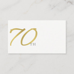 CARTE DE PLACEMENT SIMPLE ÉLÉGANT OR BLANC TYPOGRAPHIE 70 ANNIVERSAIR
