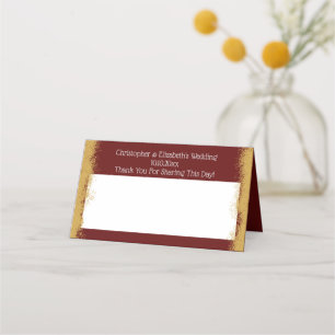 Carte De Placement Simple Elegant or couleur rouge Mariage Place Card