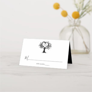 Carte De Placement Simple Mariage de l'arbre cardiaque du Monogramme 