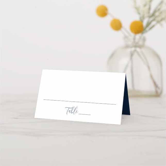 Carte De Placement Simple Mariage Script Navy (Devant)