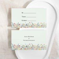 Simple Menu de Mariage Fleur de Montagne Vert Ment