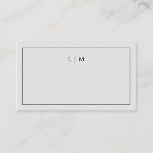 Carte De Placement Simple Monogramme Gris Clair Mariage Élégant