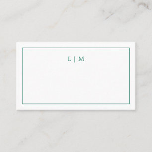 Carte De Placement Simple Monogramme Vert Émeraude Mariage Élégant