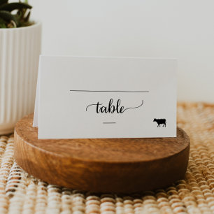 Carte De Placement Simple Noir Calligraphie Boeuf Repas Option Mariag