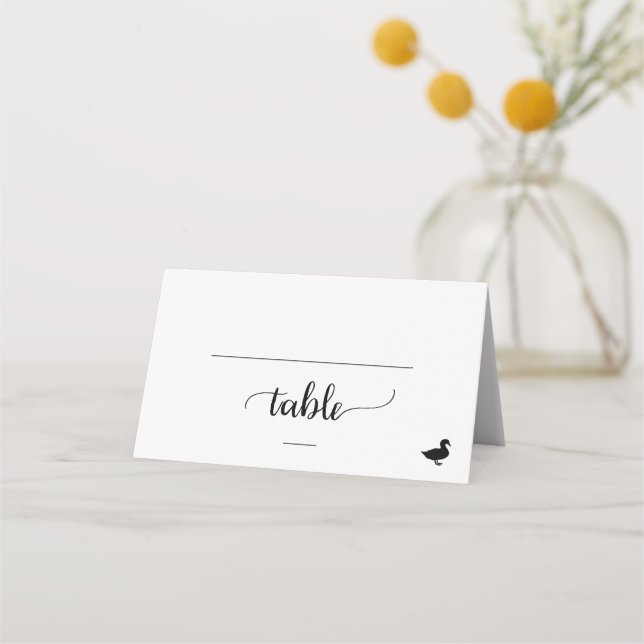 Carte De Placement Simple Noir Calligraphie Canard option Mariage (Devant)