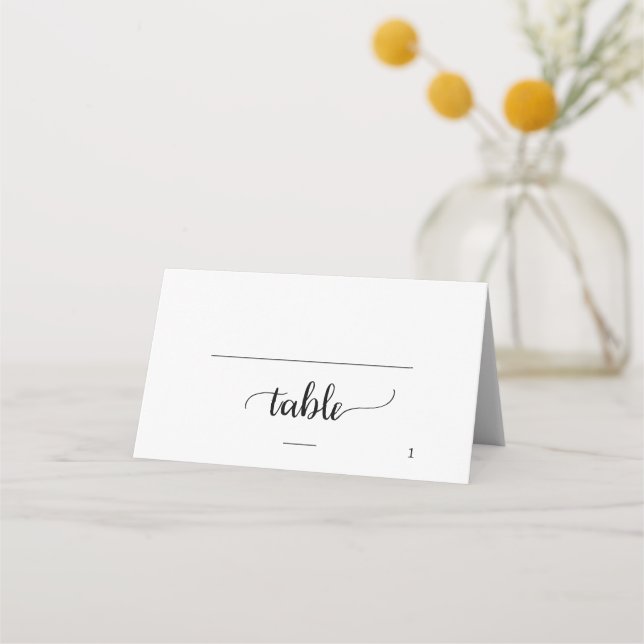 Carte De Placement Simple Noir Calligraphie Repas Option Mariage (Devant)