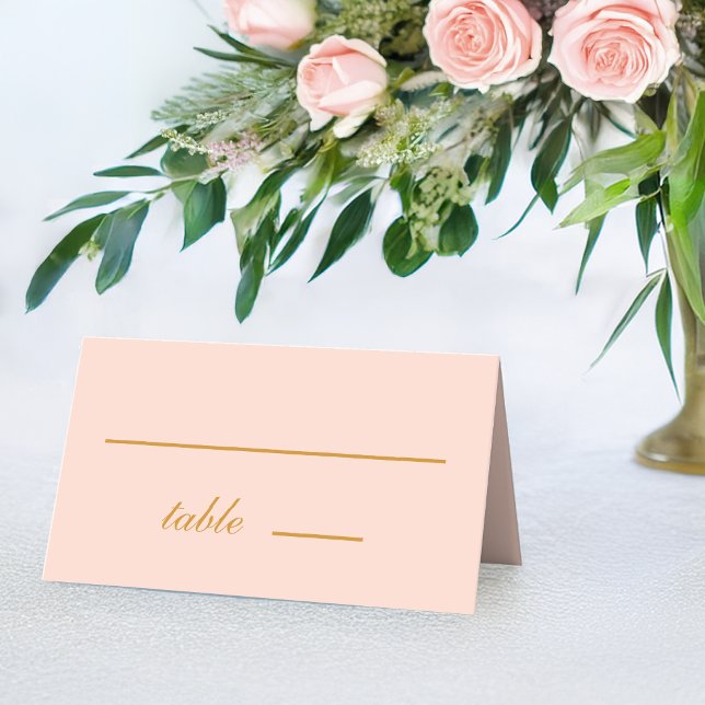 Carte De Placement Simple Rose Pâle Calligraphie Dorée Mariage (Créateur téléchargé)