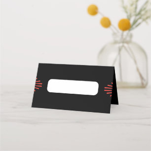 Carte De Placement Simple style rétro Table noire et rouge rose
