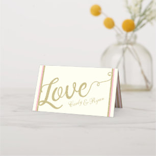 Carte De Placement Simplement l'élégance Gold et Pink Love Seating