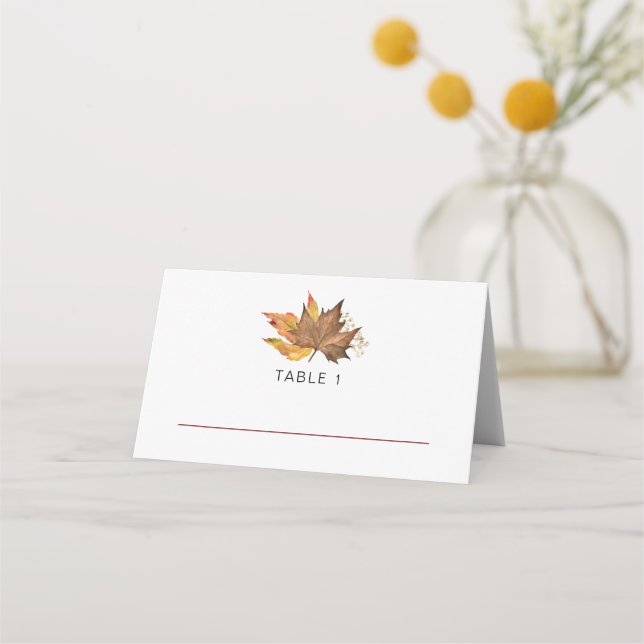 Carte De Placement Simples Automne Quitte le mariage extérieur (Devant)