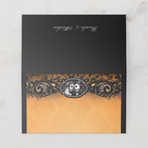 Carte De Placement Skeletons de mariage élégants à la dentelle noire 