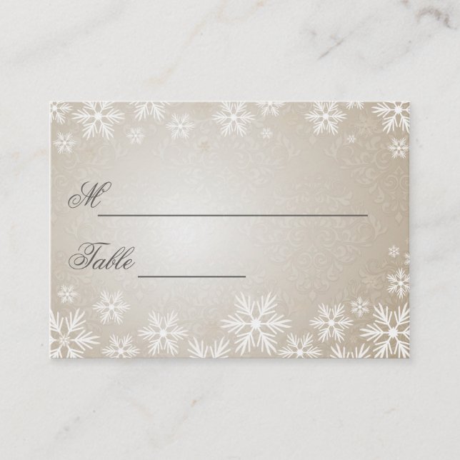 Carte De Placement Snowflakes et Mariage damassé Name Setting (Devant)