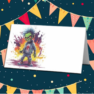Carte De Placement soirée pour enfants sur le thème du zombie