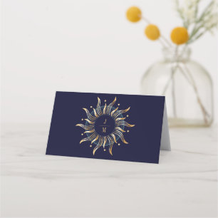 Carte De Placement Soleil céleste Galaxie Marine Bleu Or