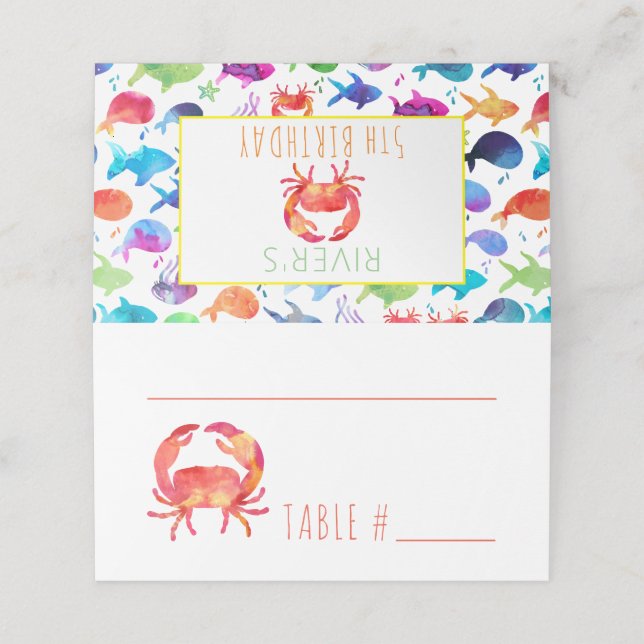 Carte De Placement Sous la mer Rainbow Fish Birthday Baby shower (Extérieur déplié)