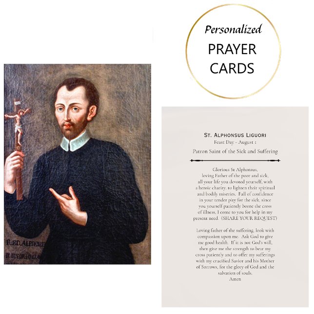 Carte De Placement St. Alphonsus Ligouri Patron Saint Prayer Card (Créateur téléchargé)