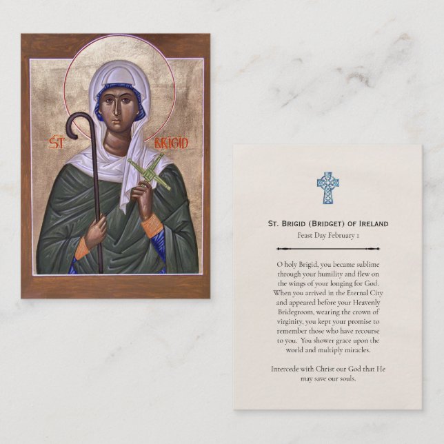 Carte De Placement St. Brigid (Bridget) of Ireland Prayer Card (Devant / Derrière)