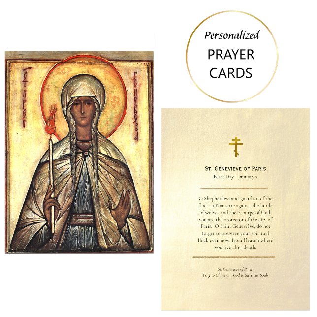 Carte De Placement St. Genevieve of Paris Orthodox Prayer Card        (Créateur téléchargé)