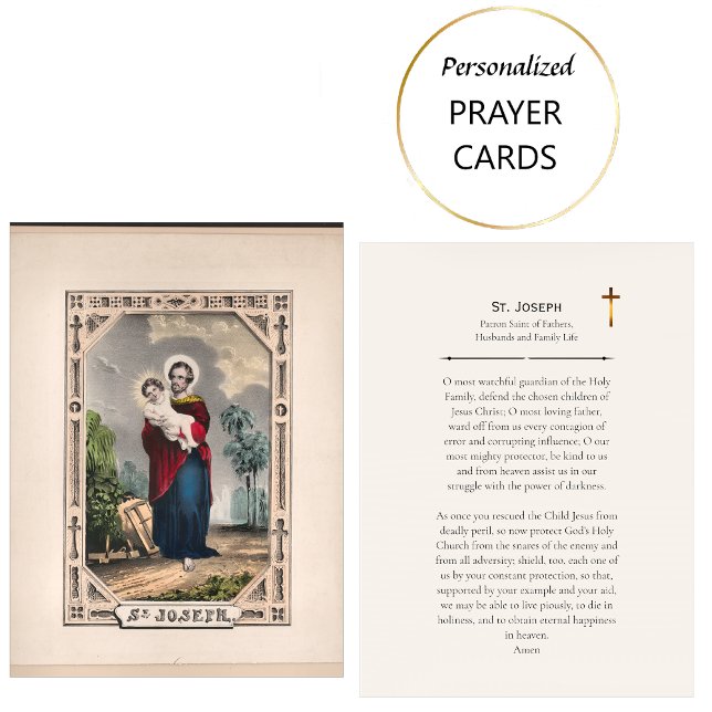 Carte De Placement St. Joseph Patron Saint Catholic Prayer Card       (Créateur téléchargé)