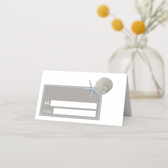Carte De Placement Starfish and Sand Dollar - Mariage plage (Devant)