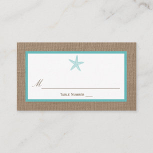 Carte De Placement Starfish Turquoise Burlap Beach Wedding Collection