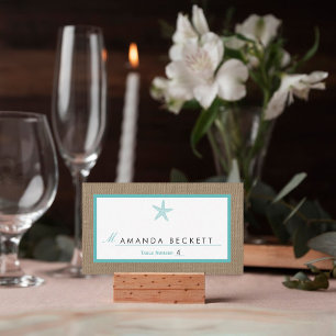 Carte De Placement Starfish Turquoise Burlap Beach Wedding Collection