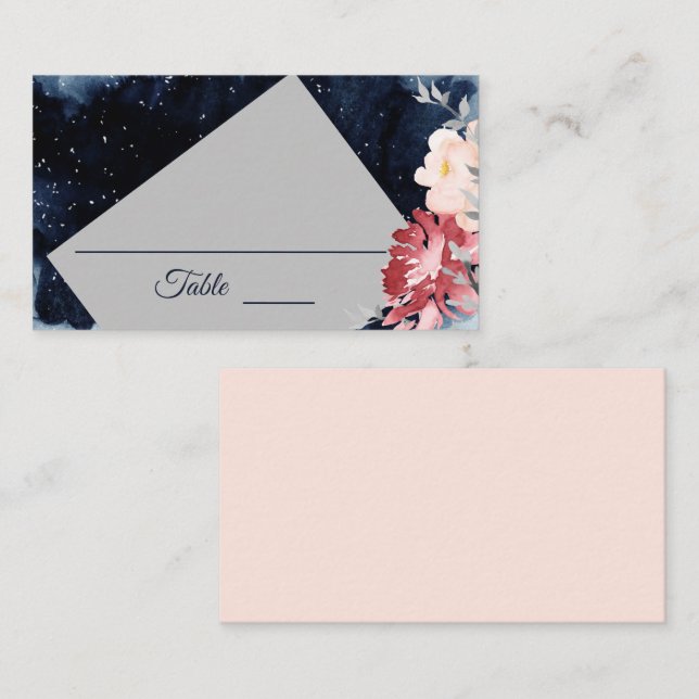 Carte De Placement Starry Night Floral Mariage Place Card (Devant / Derrière)