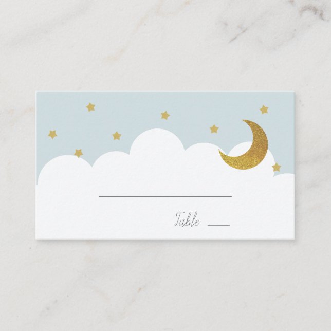 Carte De Placement Stars & Lune Baby Blue Boy (Devant)