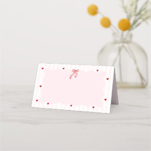 Carte De Placement Stripe Rose Coeur Rouge Petit Chéri Anniversaire