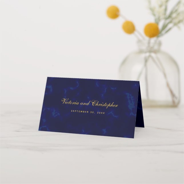 Carte De Placement Style minimalisme moderne Script Mariage bleu mari (Devant)