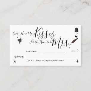 Carte De Placement Stylo et Inkwell   Combien de baisers pour Mme.  C