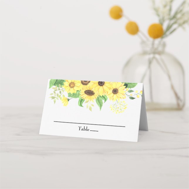Carte De Placement Sunflower Floral Rustique Mariage élégant (Devant)