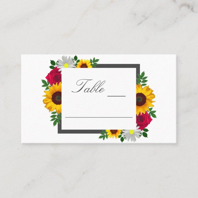 Carte De Placement Sunflower Rose Daisy Automne Floral Mariage (Devant)