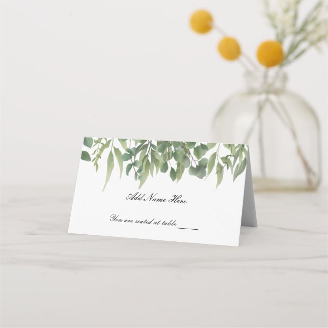 Carte De Placement Table de feuillage vert Feuille rustique (Devant)