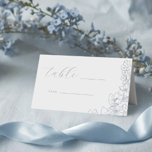 Carte De Placement Table de mariage à fleurs bleues délicates