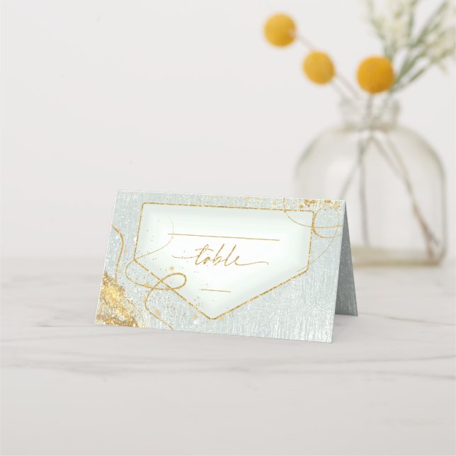 Carte De Placement Table de Mariage Abstrait Gold Fine Lines Sg ID867 (Devant)