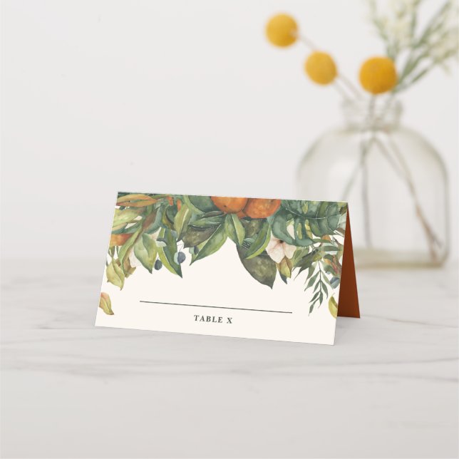 Carte De Placement Table de mariage de fleurs d'oranger rustique mode (Devant)