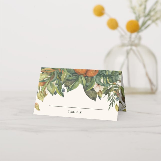 Carte De Placement Table de mariage de fleurs d'oranger rustique mode (Devant)