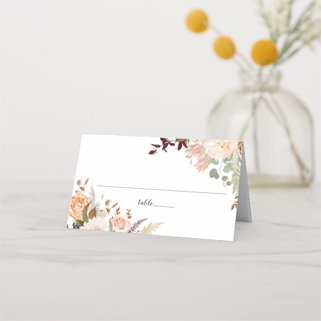 Carte De Placement Table de Mariage de script botanique Pastel Eucaly (Devant)
