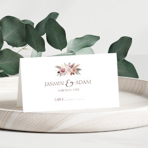Carte De Placement Table de Mariage Dusty Rose Pampas