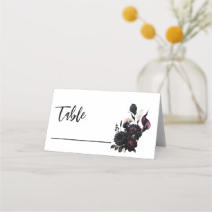 Carte De Placement Table de mariage florale romantique sombre et d'am