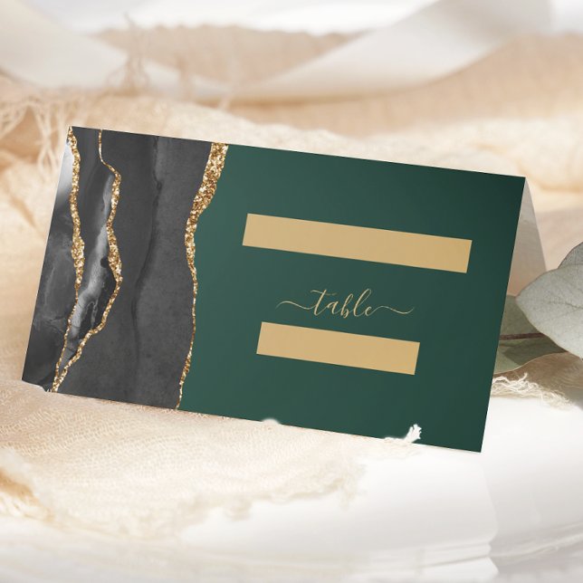 Carte De Placement Table de Mariage verte Emerald Gold (Créateur téléchargé)