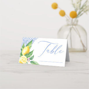 Carte De Placement Table de réception de mariage en carrelage bleu Po