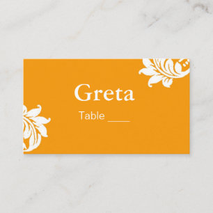 Carte De Placement Table en damas rose et orange Placer les titulaire