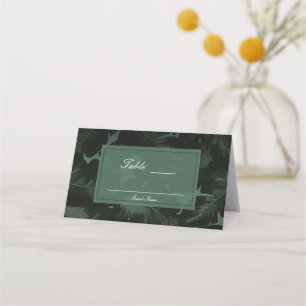 Carte De Placement Table Feuille Green & Black Chic Tropical Siège